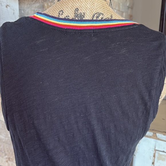 Goldie Lewinter rainbow tipped black crewneck tank top - Picture 8 of 15